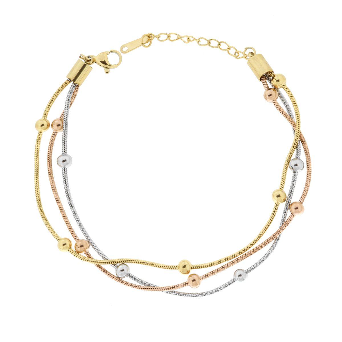 Bracciale Filo Perla Bianca mm 8 in vetro perlato con pallina Crystal Bianco con filo e chiusura in ARGENTO 925 Galvanica Rodio