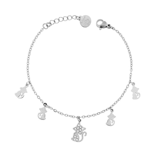 Bracciale con Cuori e Bimbo in ARGENTO 925 Galvanica Rodio