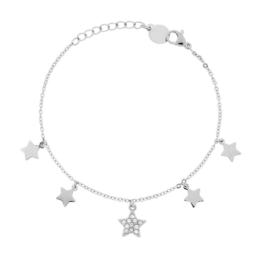 Bracciale tre fili con Palline diamantate e Bimbo in ARGENTO 925 Galvanica Rodio