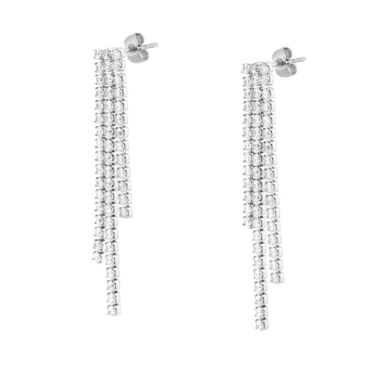 Orecchini Tennis Multifilo con Crystal Bianchi in ACCIAIO