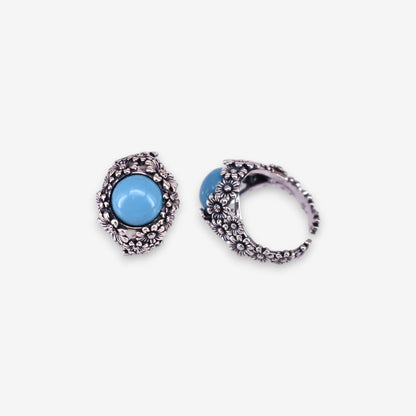 Anello Donna Fiorato in Argento 925 Regolabile con pietra dura