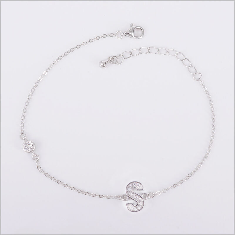 Bracciale in Argento 925 con iniziale zirconata