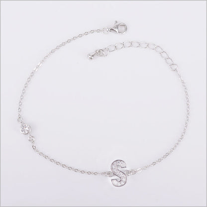 Bracciale in Argento 925 con iniziale zirconata