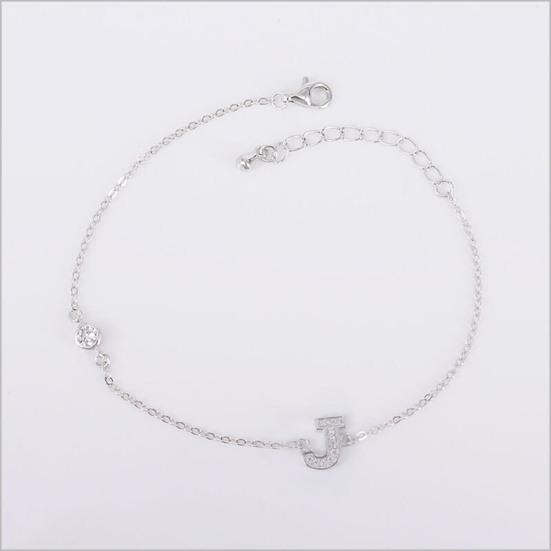 Bracciale in Argento 925 con iniziale zirconata