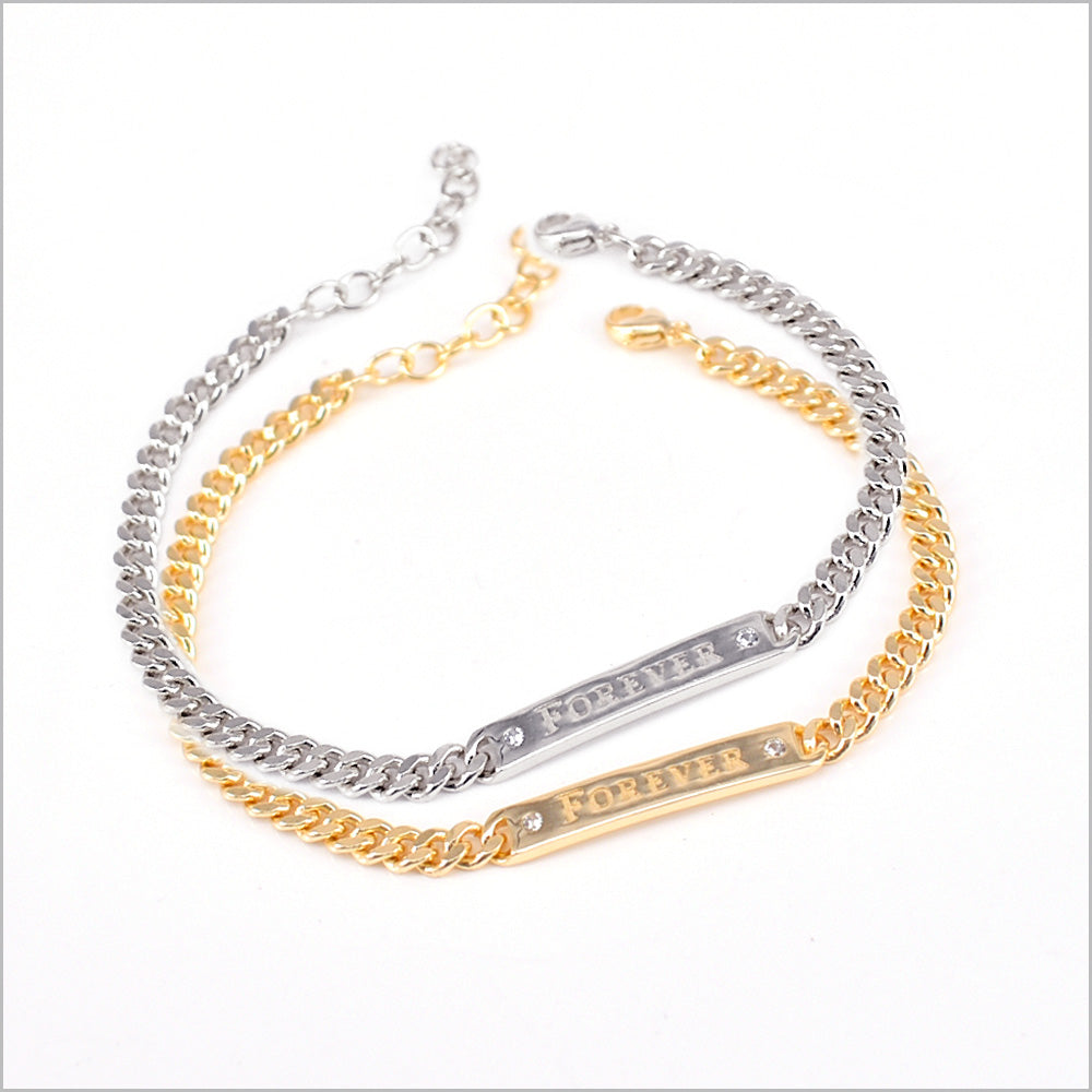 Bracciale a maglia groumette in Argento 925 con targhetta