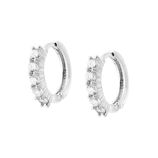 Orecchini Cerchio mm 15 con Zirconi Bianchi in ARGENTO 925 Galvanica Rodio