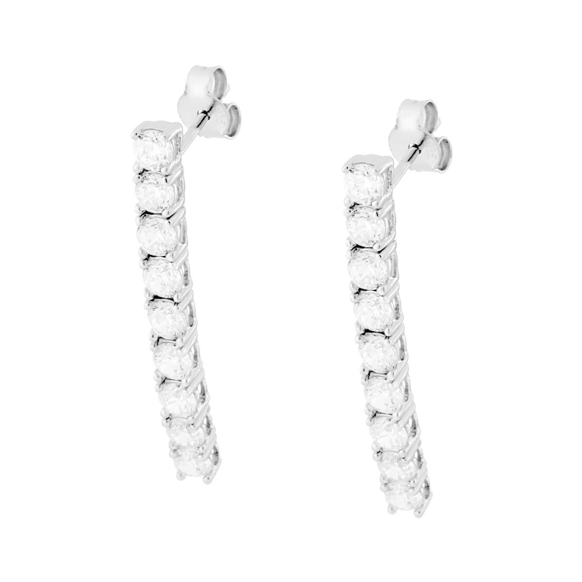 Orecchini Tennis con Zirconi Bianchi in ARGENTO 925 Galvanica Rodio