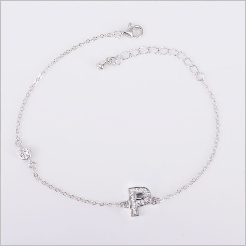 Bracciale in Argento 925 con iniziale zirconata