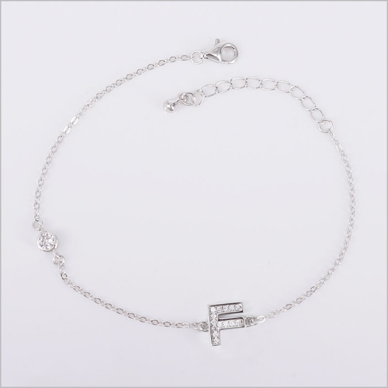 Bracciale in Argento 925 con iniziale zirconata