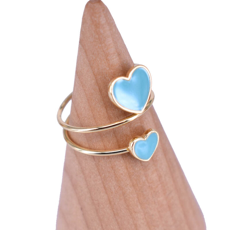 Anello Cuore Doppio in argento 925 smaltato