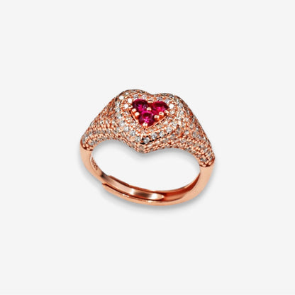 Anello Donna Cuore in Argento 925 Regolabile con zirconi