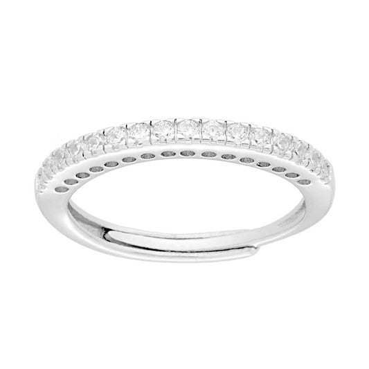 Anello Veretta con Cubic Zirconi Bianchi mm 2 in ARGENTO 925 Galvanica Rodio