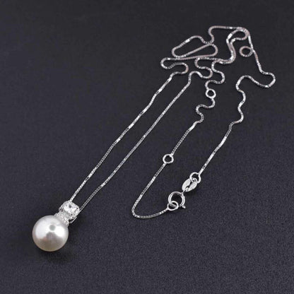 Collana Ciondolo in Argento 925 con Perla Di Fiume e Zircone