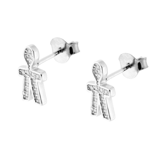 Orecchini Bimbo con Zirconi Bianchi in ARGENTO 925 Galvanica Rodio