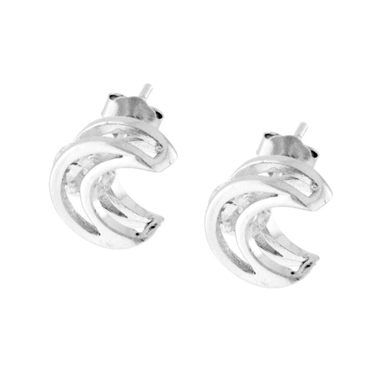 Orecchini Luna con Zircone Bianco in ARGENTO 925 Galvanica Rodio