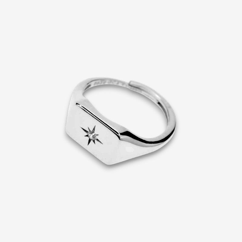 Anello Uomo Cometa in Argento 925 Regolabile con zircone - Argento