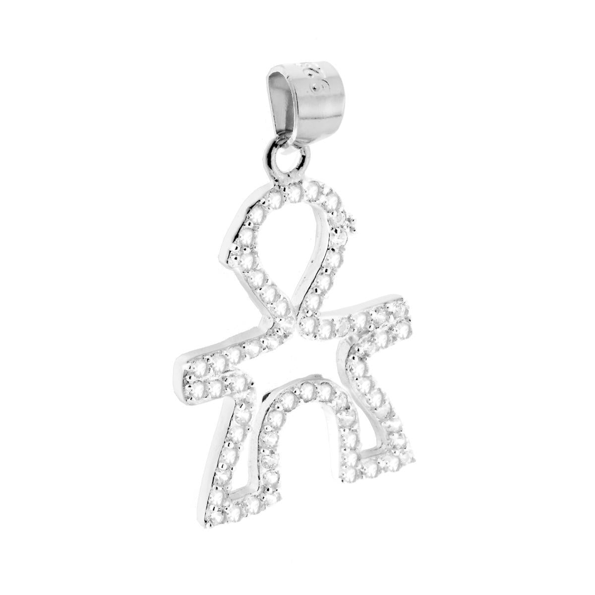 Ciondolo Sagoma di Bimbo con Zirconi Bianchi.