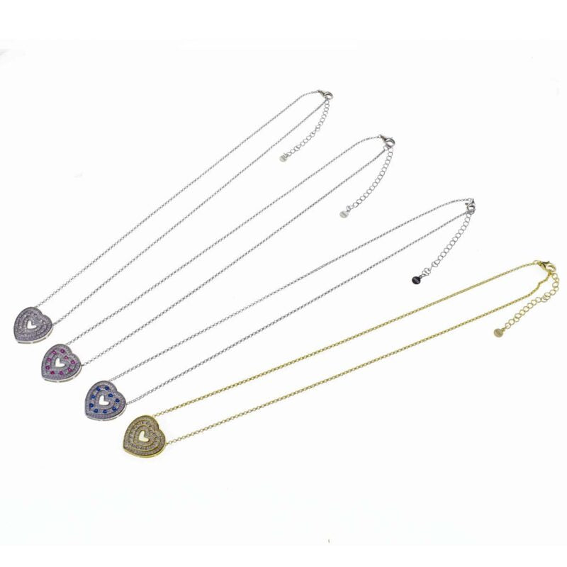 Collana in Argento 925 con ciondolo a cuore zirconato