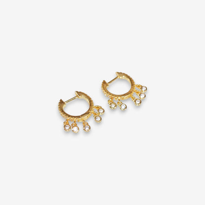 Orecchini Donna a Cerchio in Argento 925 con zirconi pendenti