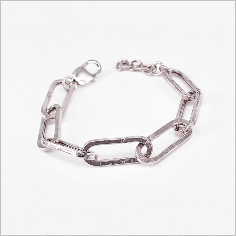 Bracciale a maglia rettangolare in Argento 925 martellata