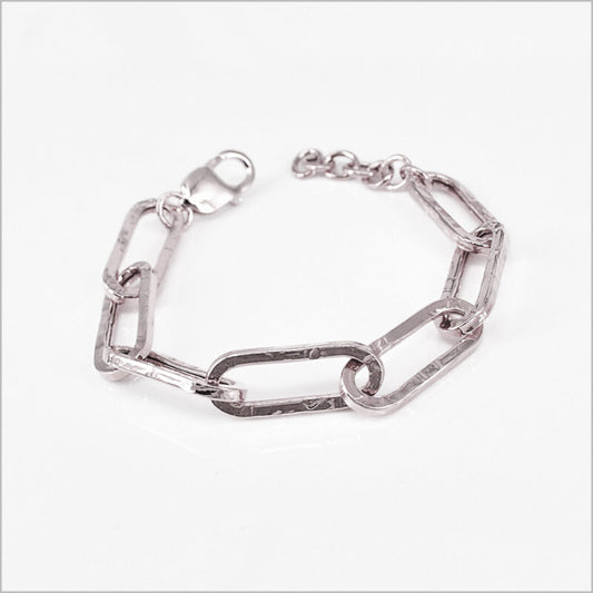 Bracciale a maglia rettangolare in Argento 925 martellata