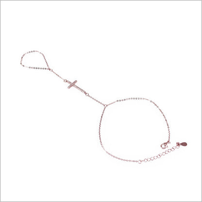 Bracciale baciamano in Argento 925 con croce e zirconi