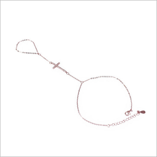 Bracciale baciamano in Argento 925 con croce e zirconi