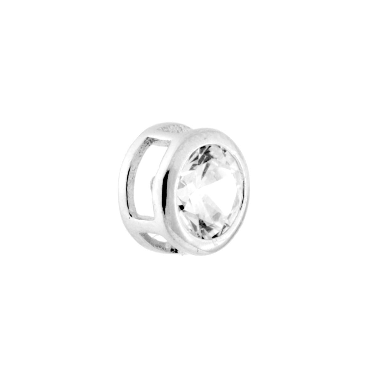 Ciondolo Punto Luce ,montatura Cipollina, con passante per Catena, con Zircone Tondo colore Bianco.