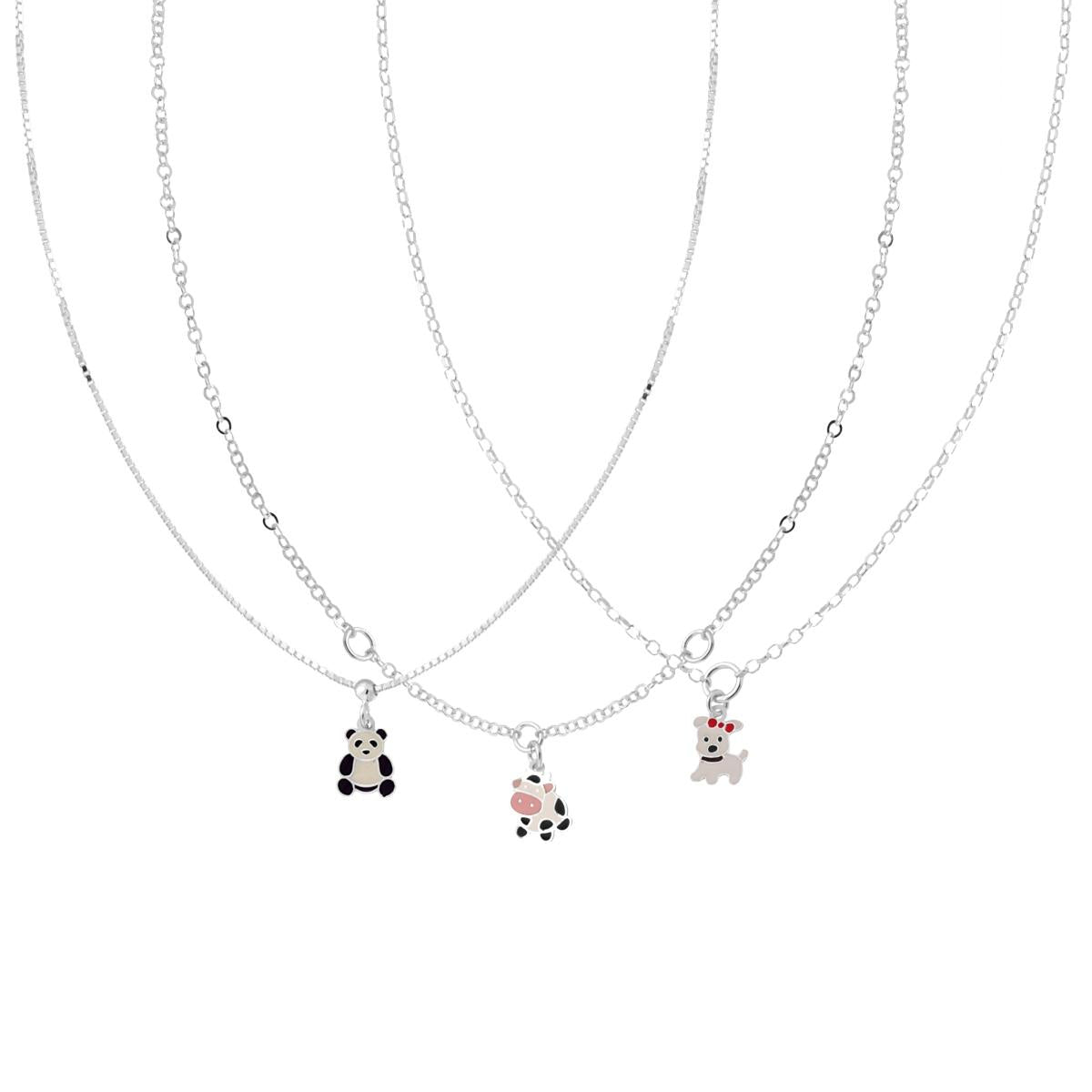 Collana Bimbo Bimba Catena con Soggetti Fantasy con Smalto Multicolor pendenti in ARGENTO 925