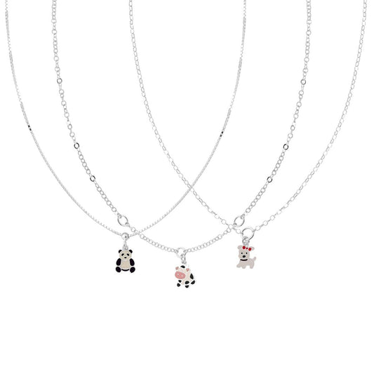 Collana Bimbo Bimba Catena con Soggetti Fantasy con Smalto Multicolor pendenti in ARGENTO 925