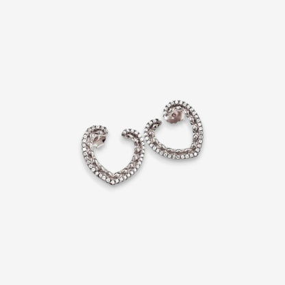 Orecchini Donna a Cuore In Argento 925 Con Zirconi