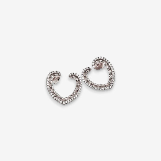 Orecchini Donna a Cuore In Argento 925 Con Zirconi