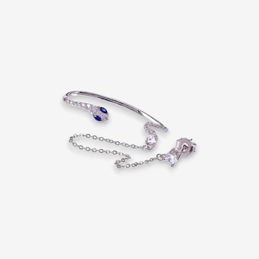 Monorecchino Donna Serpente In Argento 925 Con Pendente Con Zirconi