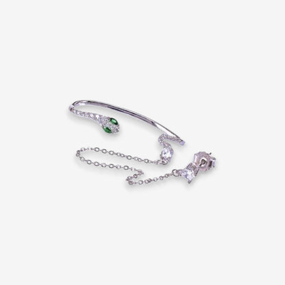 Monorecchino Donna Serpente In Argento 925 Con Pendente Con Zirconi