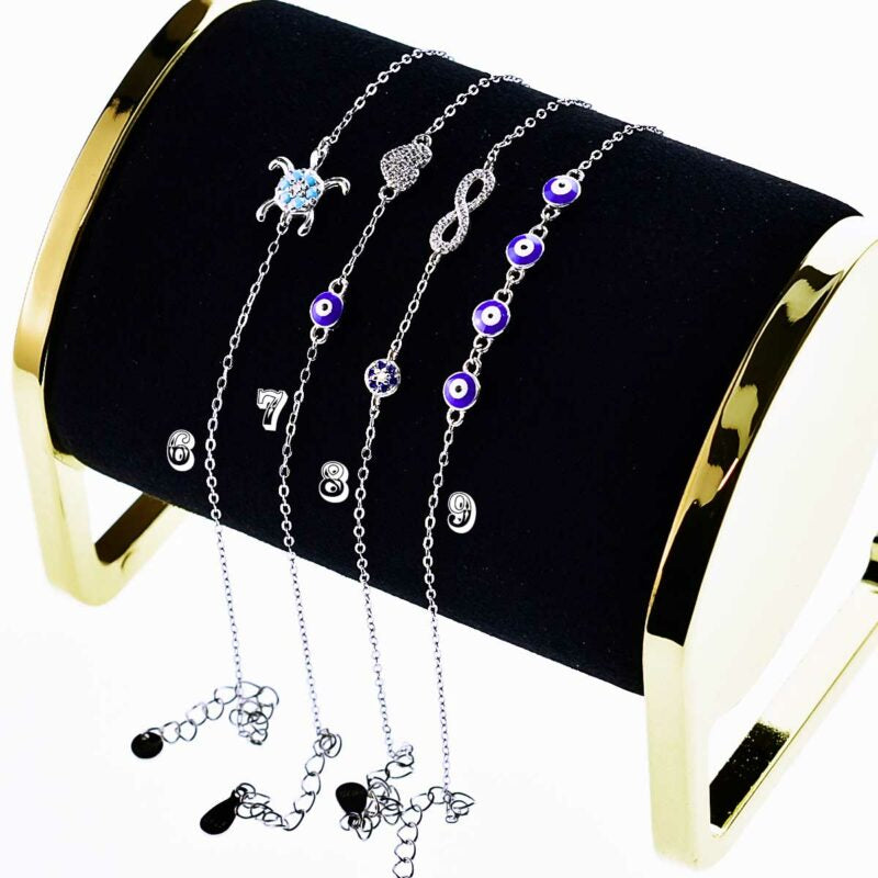 Cavigliera Donna Occhio Greco in Argento 925 con zirconi