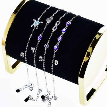 Cavigliera Donna Occhio Greco in Argento 925 con zirconi