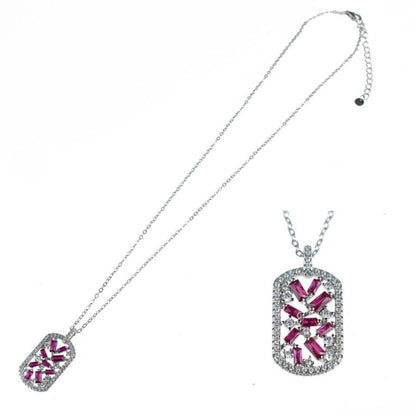 Collana in Argento 925 con ciondolo zirconato rettangolare