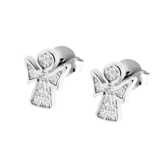 Orecchini Angelo con Zirconi Bianchi in ARGENTO 925 Galvanica Rodio
