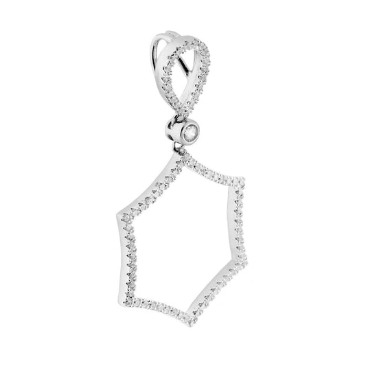 Ciondolo Fantasy a forma di Esagono con Zirconi Bianchi.