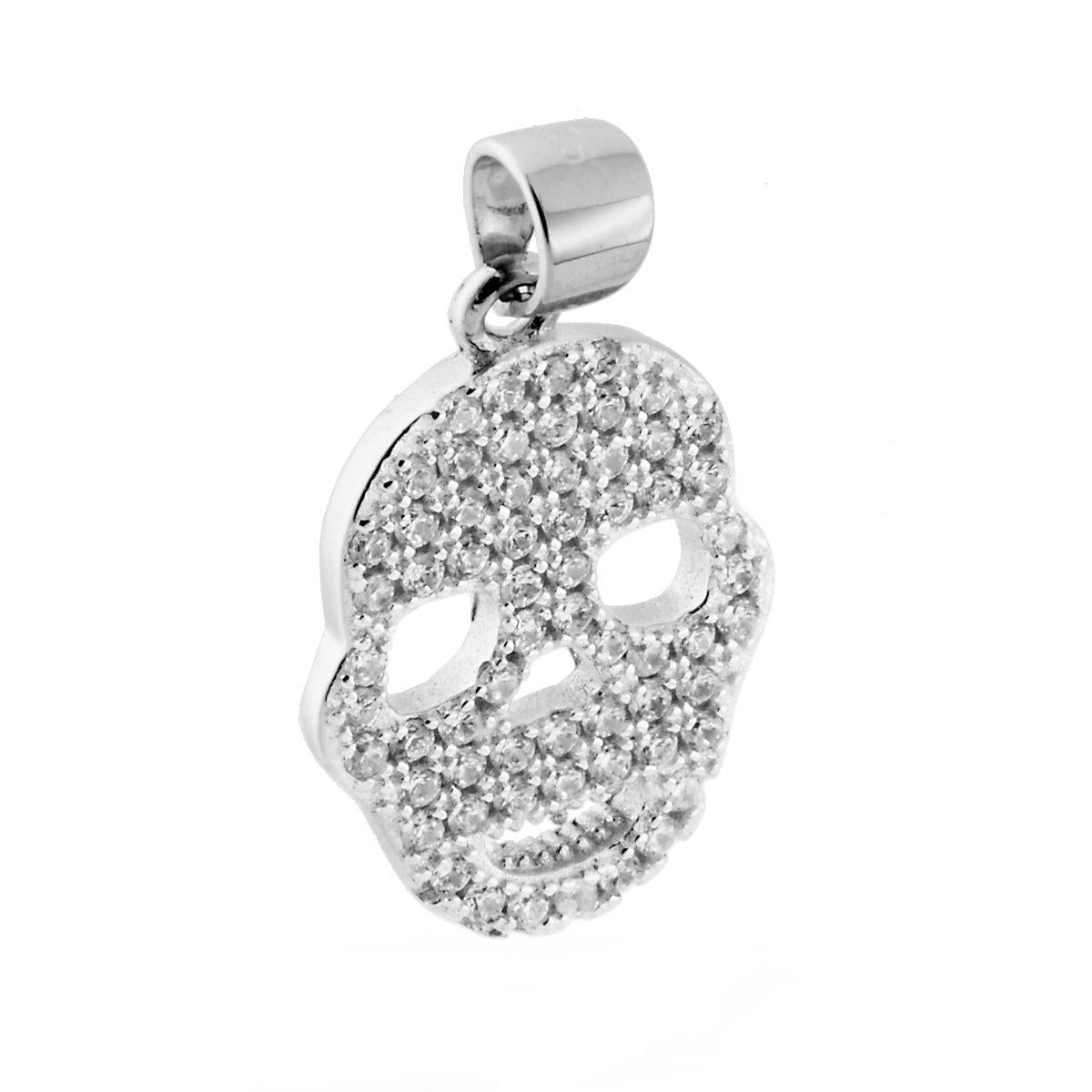 Ciondolo a forma di Teschio con Zirconi Bianchi.