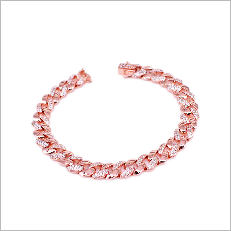 Bracciale a maglia groumette in Argento 925 con zirconi alternati