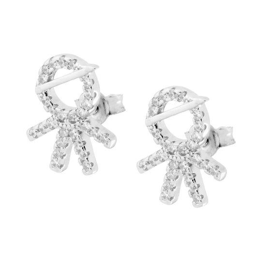 Orecchini Bimbo con Zirconi Bianchi in ARGENTO 925 Galvanica Rodio