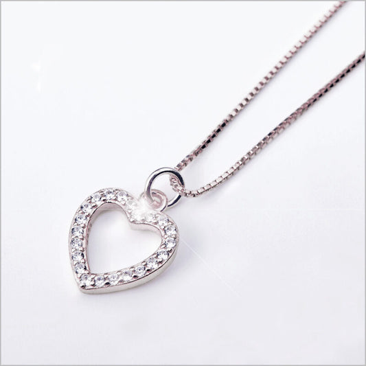 Collana Cuore vuoto in Argento 925 zirconato