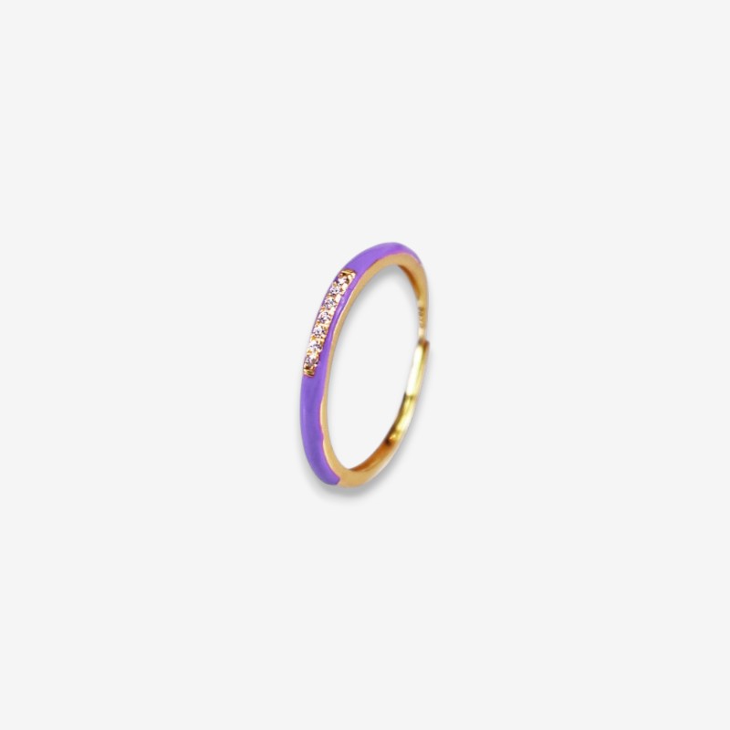 Anello Donna smaltato in Argento 925 Regolabile con zirconi