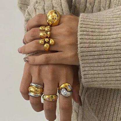 Anello Donna in Acciaio Inossidabile con Pietre