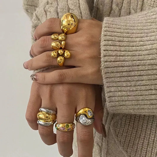 Anello Donna in Acciaio Inossidabile con Pietre