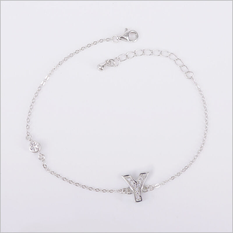Bracciale in Argento 925 con iniziale zirconata