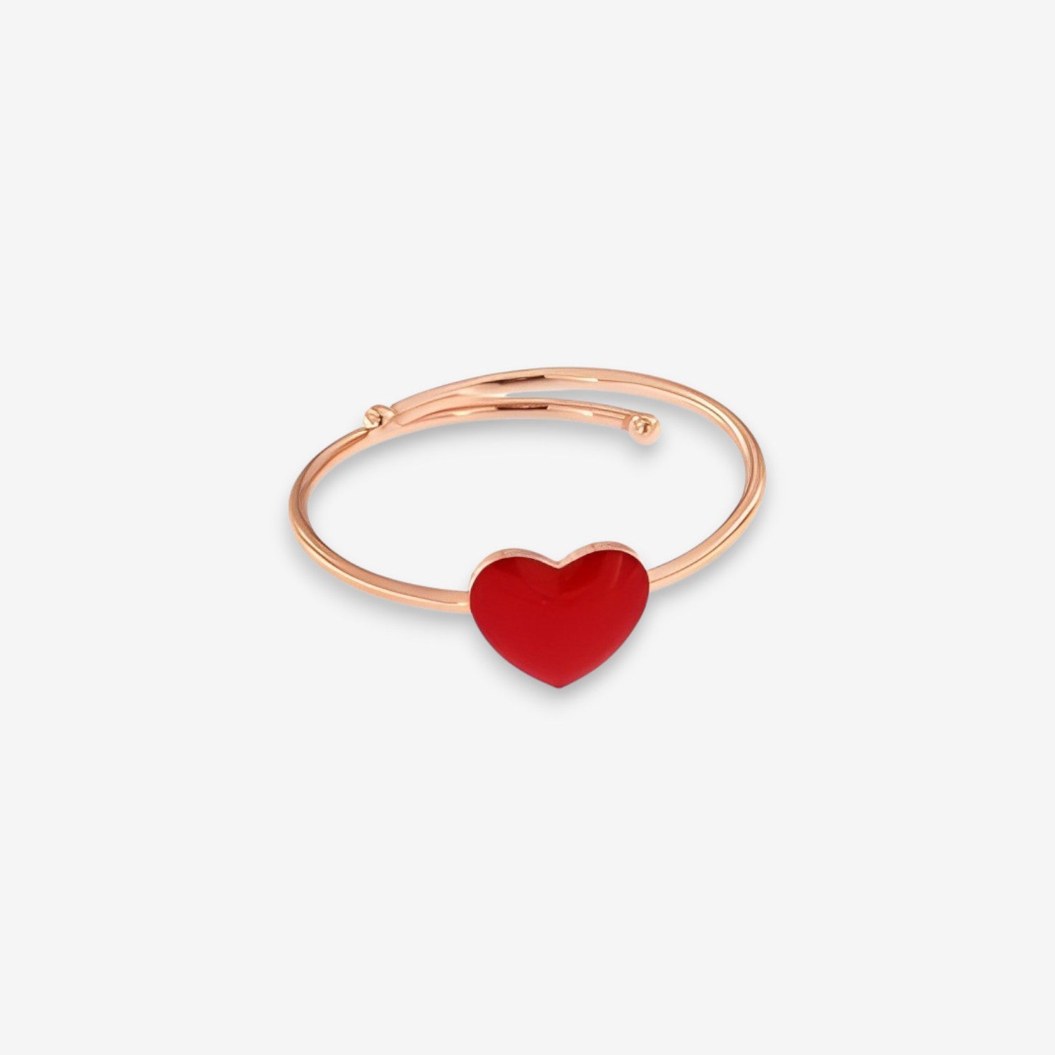 Anello Donna con cuore smaltato in Argento 925 Regolabile oro rosa