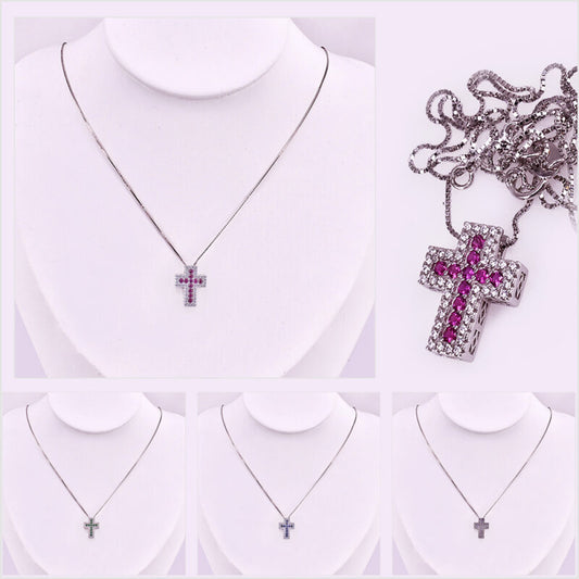 Collana Croce in Argento 925 con zirconi