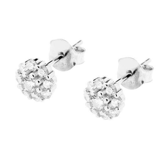 Orecchini Fiore con Zirconi Bianchi in ARGENTO 925 Galvanica Rodio